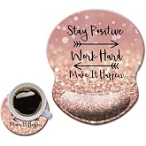 Mouse Pad with Wrist Support, Non Slip Mousepad Wrist Rest for Office, Computer, Laptop &amp; Mac- Durable &amp; Comfortable &amp; Lightweight Ergonomic Support Mouse Mat Glitter Quote