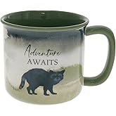 Pavilion Gift Company - Adventure Awaits - Raccoon - 17 Oz Coffee Mug Tea Cup Woodland Hiking Camping Cabin Woods Lodge Gift Outdoorsy Present