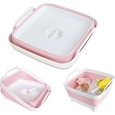 GIMWA 2.4Gal Collapsible Dish Basin with Drain Plug, Baby Bottle Wash Basin | Collapsible Dish Basin for Kitchen, Space-Saving Portable Sink for Camping, RV, Laundry, Fruit &amp; Vegetable Washing