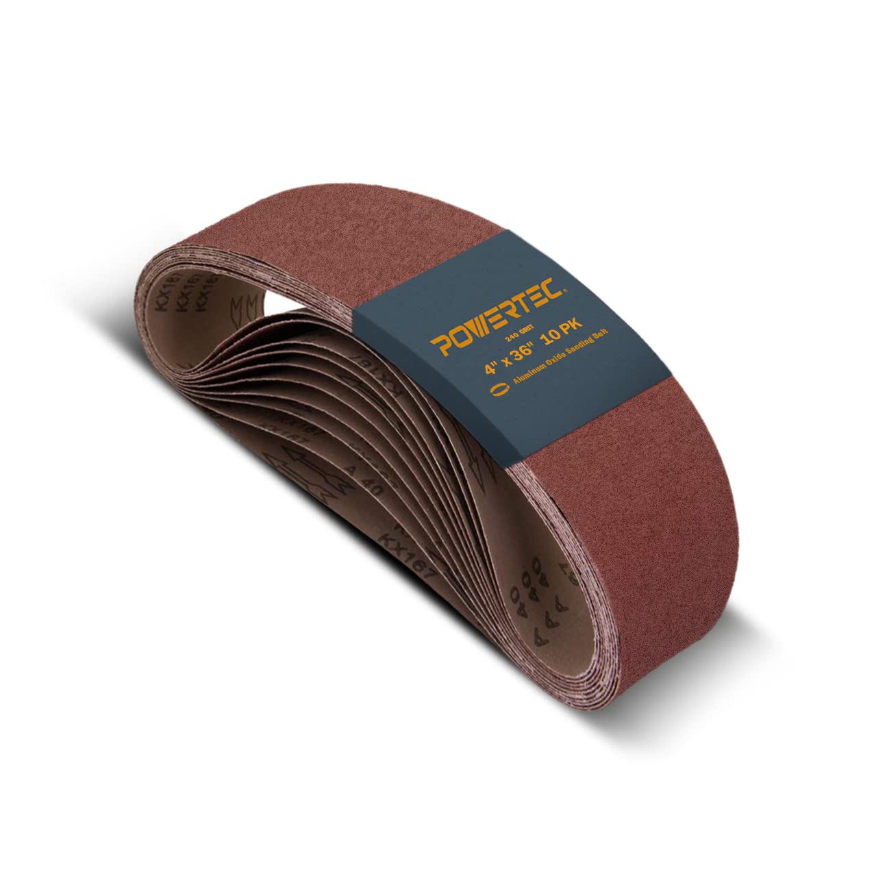 POWERTEC 110150 4 x 36 Inch Sanding Belts | 240 Grit Aluminum Oxide Sanding Belt | Premium Sandpaper – 10 Pack