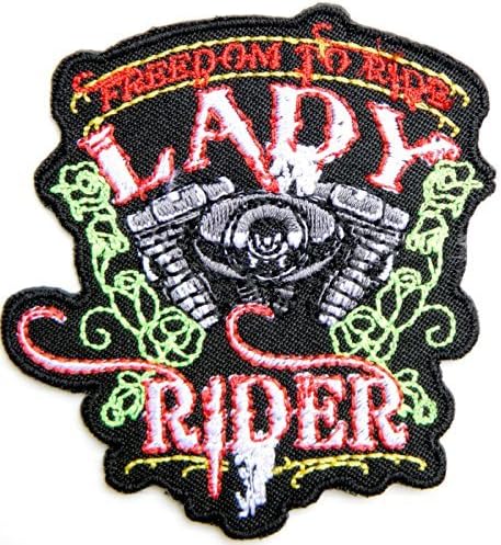 3" x 3.25" FREEDOM TO RIDE V twin Lady Rider Biker Kid Patch Sew Iron on Embroidered