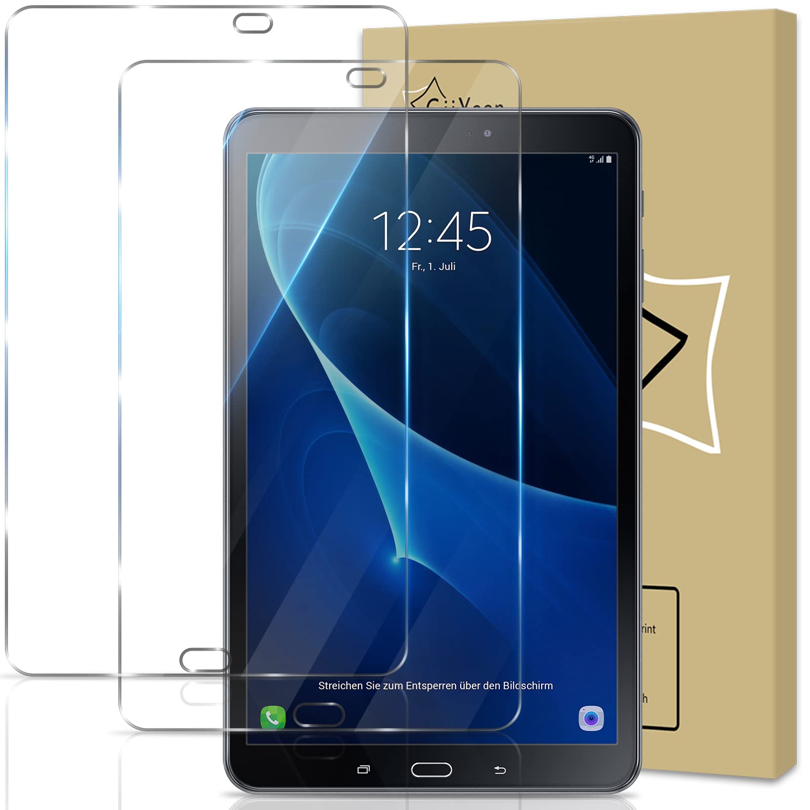 GiiYoon-2 PACK Screen Protector for Samsung Galaxy Tab A 10.1 2016 (SM-T580/T585/T581) Tempered Glass [HD Crystal Clear] [Easy Installation] [Scratch Resistant] [9H Hardness] Protection Film