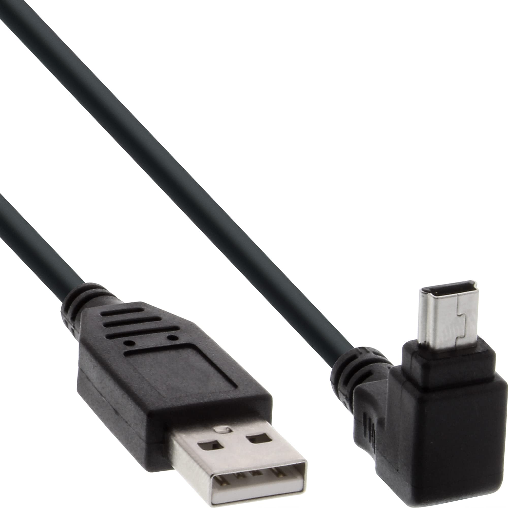 InLine 34110 USB 2.0 Mini Cable USB-A Male to Mini USB-B Male 5-Pin90° Angled Connector Black 1 m