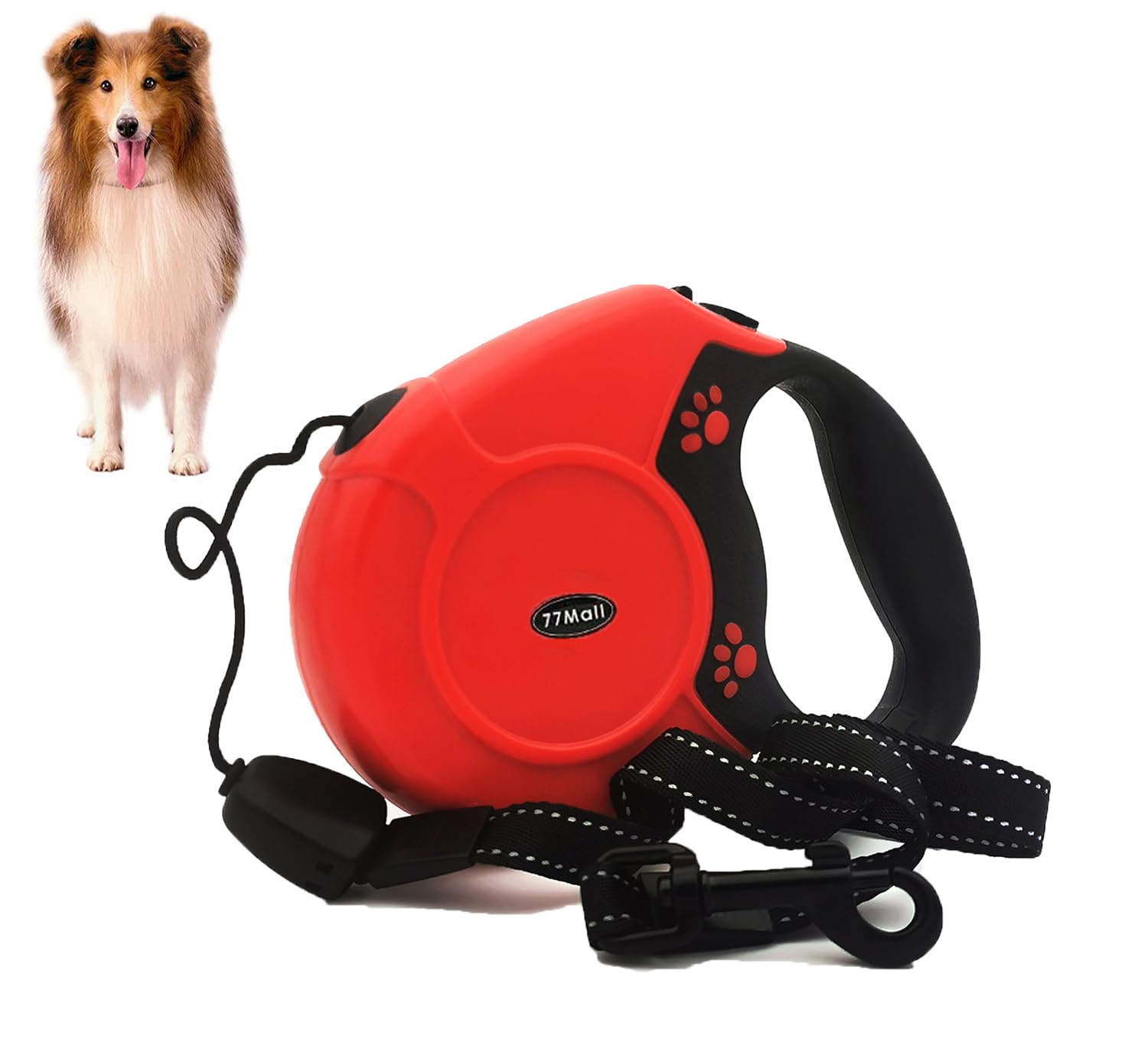 Retractable Dog Leads 26ft Pet Adjustable Leash for Small Medium Large Dogs Up to 49.8KG (Red)