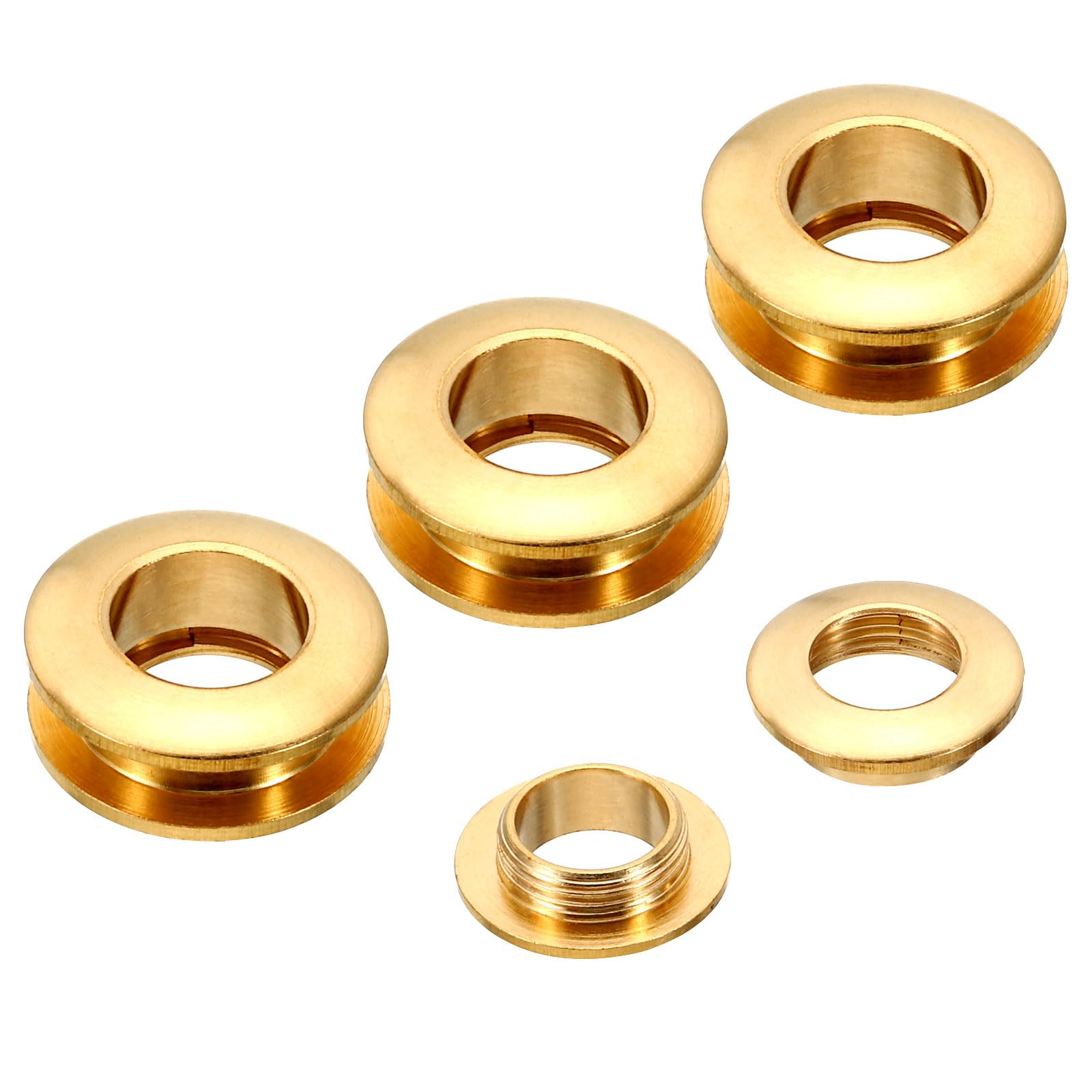 PATIKIL 10.5mm(2/5 Inch) Solid Brass Hole Eyelets, 4 Pcs Arc Surface Self Backing Grommets with Washer for Leather Craft, Brass Tone — image 1