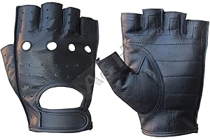 A&H Apparel Leather Motorcycle Glove Genuine Cowhide Fingerless Leather Driving Gloves