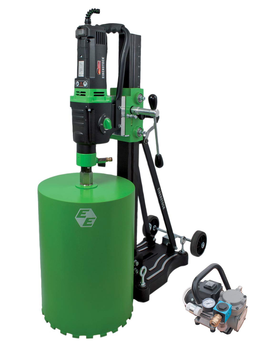 Photo 1 of (incomplete item)(only wheel frame and pump)(used)(see all images) CS Unitec | EBM 352/3 PSV | Diamond Core Drill Motor with Vacuum & Anchor Stand for Reinforced Concrete. High Torque, 20 Amp, Drilling Capacity up to 14” Diameter (with Spacer) – Made in G
