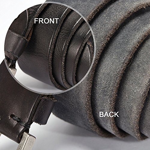 HYHZ Italian Full Grain Leather Belt Men,Cowboy Casual Pin Buckle Belt,Anti-Scratch Buckle Genuine Leather Waist Strap,Casual & Soft Comfortable (Sports Black)