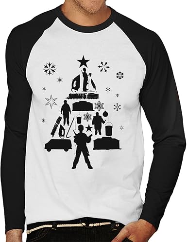 Cloud City 7 Home Alone Christmas Tree Silhouette Men's Baseball Long