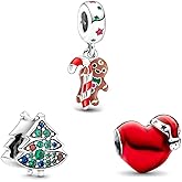 Yuscorai Christmas Fashion Charms Compatible for Bracelets and Necklaces Family Birthday Jewelry Women's Bead Charms Valentine's Day and Halloween Charms