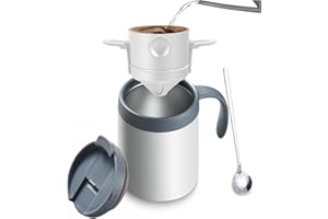 304 Stainless Steel Portable Pour-Over Coffee Maker Set, Manual Drip Brewing System with Detachable Filter, Compact Lightweig