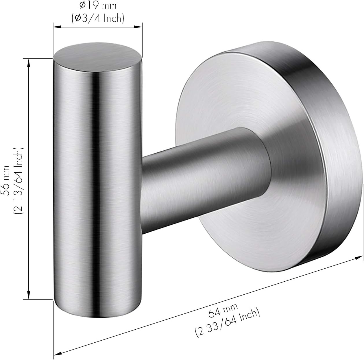 KES Towel Hook Adhesive Robe Hook Drill-Free Heavy Duty Coat Hook Wall Mount for Bathroom Kitchen Garage SUS 304 Stainless Steel Brushed Finish, A2164DG-2 - - 