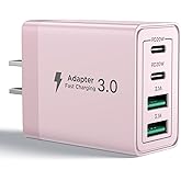 USB C Charger Block, 40W 4-Port Fast Charging Block USB C Wall Charger Dual Port PD + QC Wall Plug Multiport Type C Block for iPhone 17 16 15 14 13 12 11 Pro Max XS XR 8, iPad, Samsung Phone