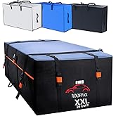 RoofPax XXL 28 cuft Car Rooftop Cargo Carrier Bag Extra Waterproof Car Roof Storage with 10 Heavy Duty Tie Down Straps and 4 Hooks Roof Bag Cargo Carrier for Top of Vehicle with/Without Rack