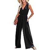 Dokotoo Sleeveless Jumpsuit Wrapped V Neck Elegant for Womens Dressy Casual 2025 One Piece Romper Outfits
