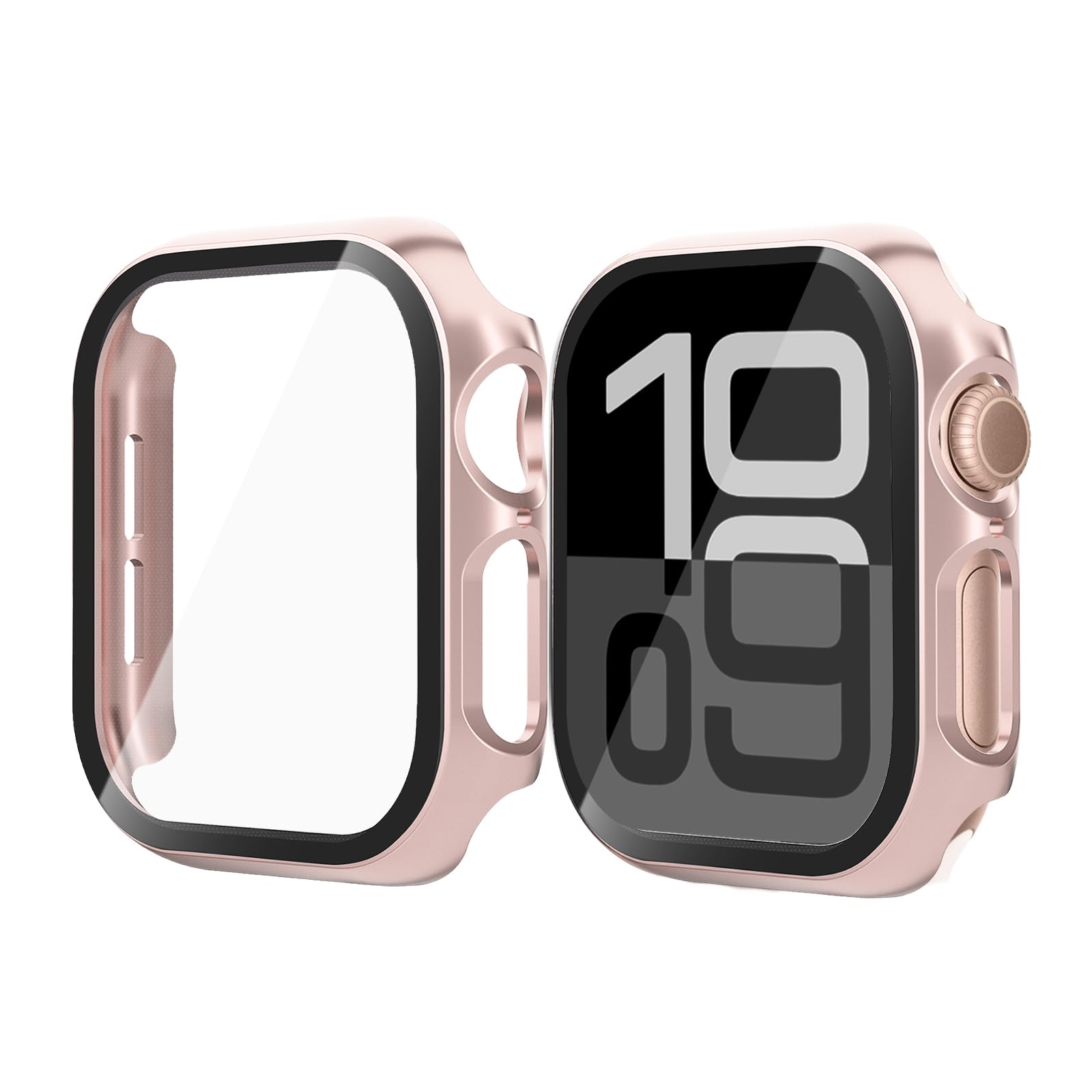 HAJSLU 2-Pack Apple Watch Series 10 Series 11 Case 46mm - Hard PC Full-Frame Protective Cover, Scratch-Resistant Bumper and Shock-Absorbing Design for iWatch S10 S11, Rose Gold