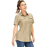 Women's Button Down Shirts UPF 50+ Short Sleeve Sun Protection Shirts Stretch Quick Dry Shirt for Fishing, Hiking, Travel