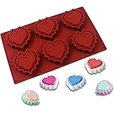 6 Cavity Silicone Heart Shaped Baking Molds for Mousse, Bundtz, Muffin, Candy, Bread, Cake Decoration, Valentine's Day Chocolate Molds, 11.65 x 6.73 x 0.83 inches