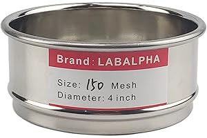 LABALPHA 150 Mesh Lab Sieves, Test Sieve #150 Mesh, 4'' Diameter, 304 Stainless Steel Wire Cloth (0.1mm)