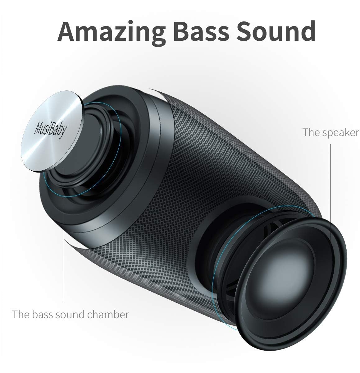 Bluetooth Speaker,MusiBaby Speaker,Outdoor, Portable,Waterproof,Wireless Speakers,Dual Pairing, Bluetooth 5.0,Loud Stereo,Booming Bass,1500 Mins Playtime for Home&Party Black: Electronics