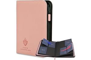 Card Guardian - 4 Pocket Premium Binder for 160 Cards (Pink) | Zipper Closure and Side Loaded Pockets | Compatible with Trading & Sports Cards including Magic the Gathering, Yugioh, Baseball Cards