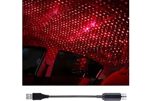 LEDCARE Car Roof Star Night Light, Portable Adjustable USB Flexible Interior LED Romantic Atmosphere Star Night Projector, Inside Car Lighting for Cars Bedrooms Parties Decoration(Red)