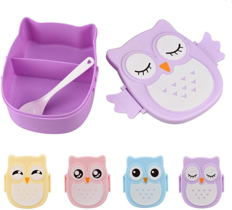 samLIKE Lunch Box For Teen Girls,Cute Owl Food Container Storage Box Portable Bento Lunch Box, Compartment with Lids (C)