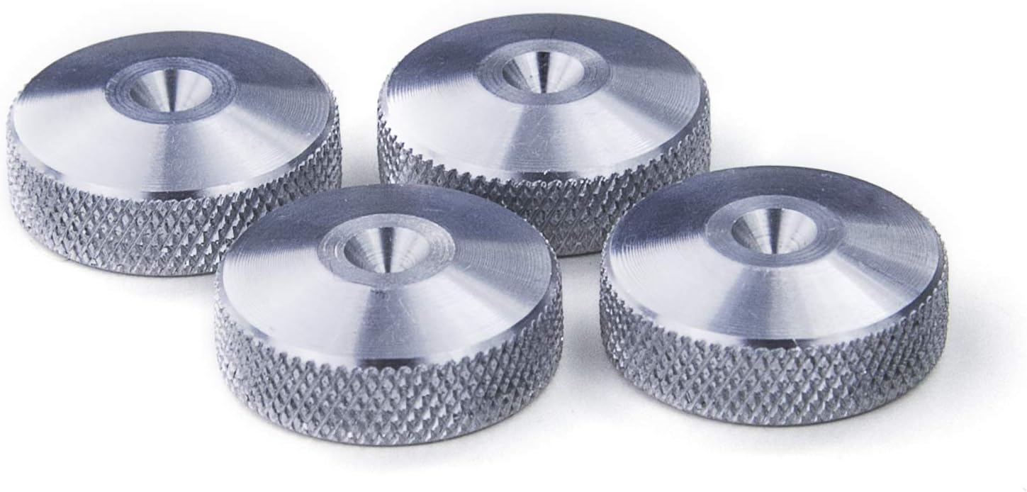 CNC Solid Aluminium Speaker spike pads, Knurled 20mm DIA Set of 4