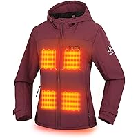PTAHDUS Women's Heated Jacket Soft Shell with Hand Warmer, with 7.4V Battery Pack