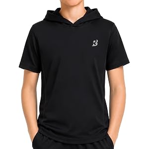 Roadbox Boys Short Sleeve Hoodie, Youth Lightweight Athletic Hooded T Shirt | Cool dry and breathable pullover, Great for bas