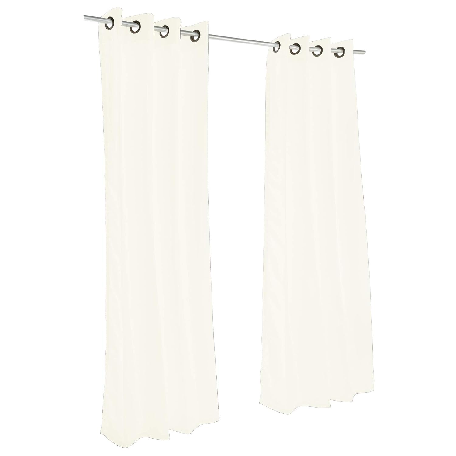 Sunbrella Canvas Brass Outdoor Curtain with Dark Gunmetal Grommets 50 in. Wide x 84 in. Long