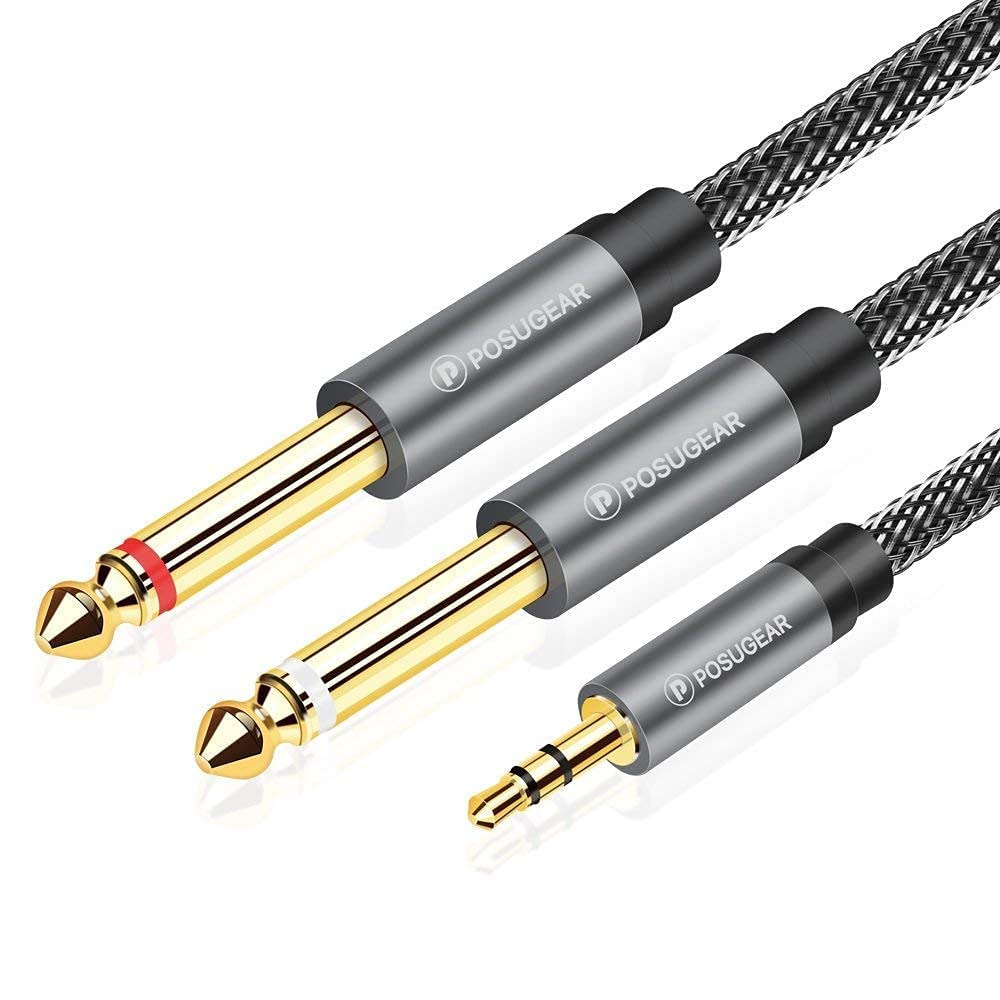 POSUGEAR Mono Audio Splitter Nylond Braid and Gold-Plated Cable, Digital Interface Instrument Cable for Mixer, Audio Recorder, Guitar, Amplifier 5M