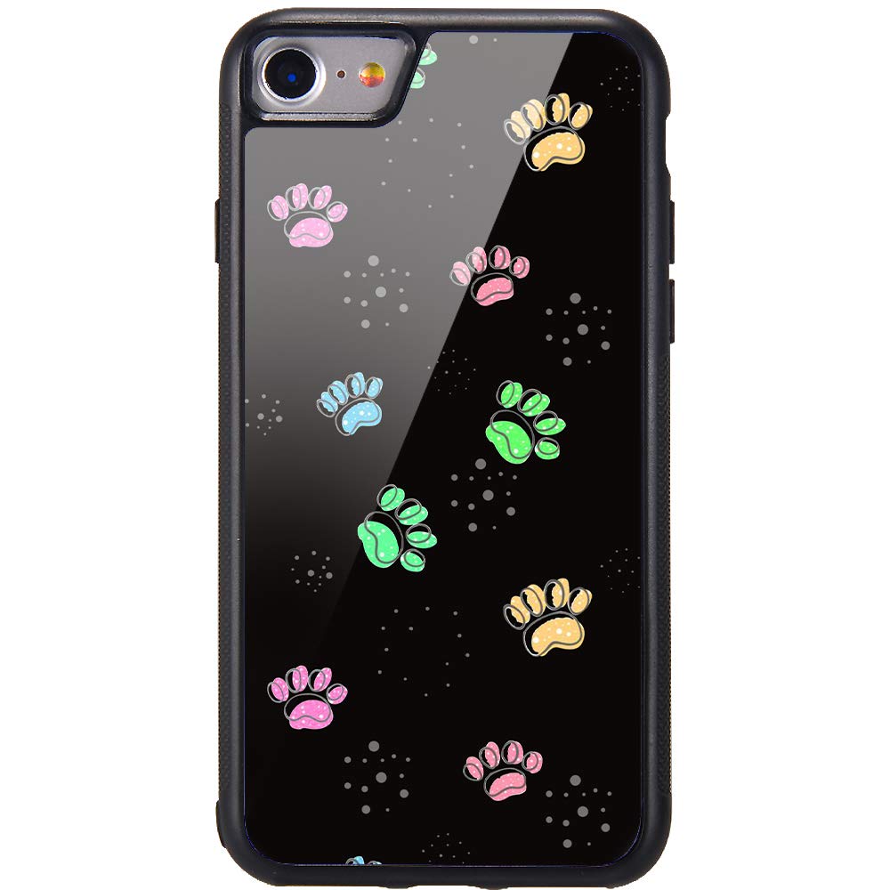 MAYCARI Sublimation Cute Dog Paws Case for iPhone 7/8/SE 2020, Aluminum Plate Back Case with Soft TPU Bumper Cartoon Animal Phone Case Cover for iPhone 7/8/SE 2020