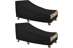 GYXZ 2 Pack Outdoor Pool Lounge Chair Cover-Outdoor Patio Chaise Lounge Cover for Lawn Bench Furniture, Waterproof 600D Heavy Duty Fade-Resistant Outside Seating Covers, 76L x 32W x 32H inch, Black