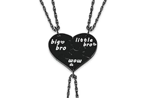 Ralukiia 3PCs Mother and Son Heart Puzzle Piece Necklace Set, Gifts for Mom from Sons, Big Bro Little Bro Family Jewelry