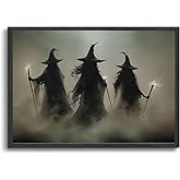 ILLBDR Halloween Three Wizards Canvas Wall Art Poster 12x16 inch | Dark Academia Halloween Decor, Three Wizard Silhouette Print, Gothic Artwork Fall Gift for Bedroom or Bathroom