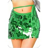 COSYDAYS Sparkly Mermaid Sequin Skirt Red Sequin Short Skirt Belly Dance Wrap Mini Skirts for Women
