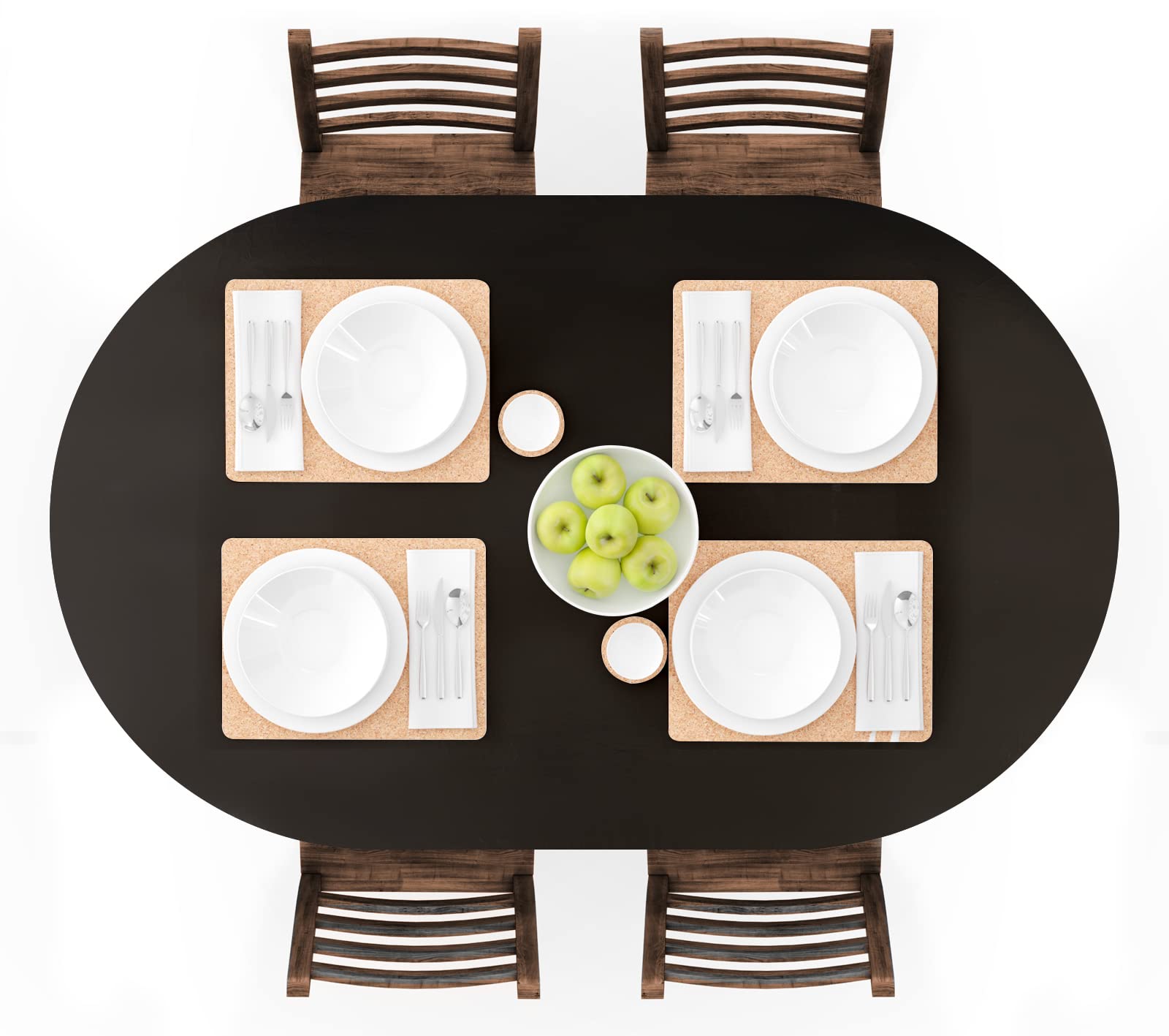 UMINEUX Oval Fitted Vinyl Tablecloth with Elastic Edged & Flannel Backing, Waterproof Wipeable Oval Table Cover - Fits Tables up to 42"X68" (Black)