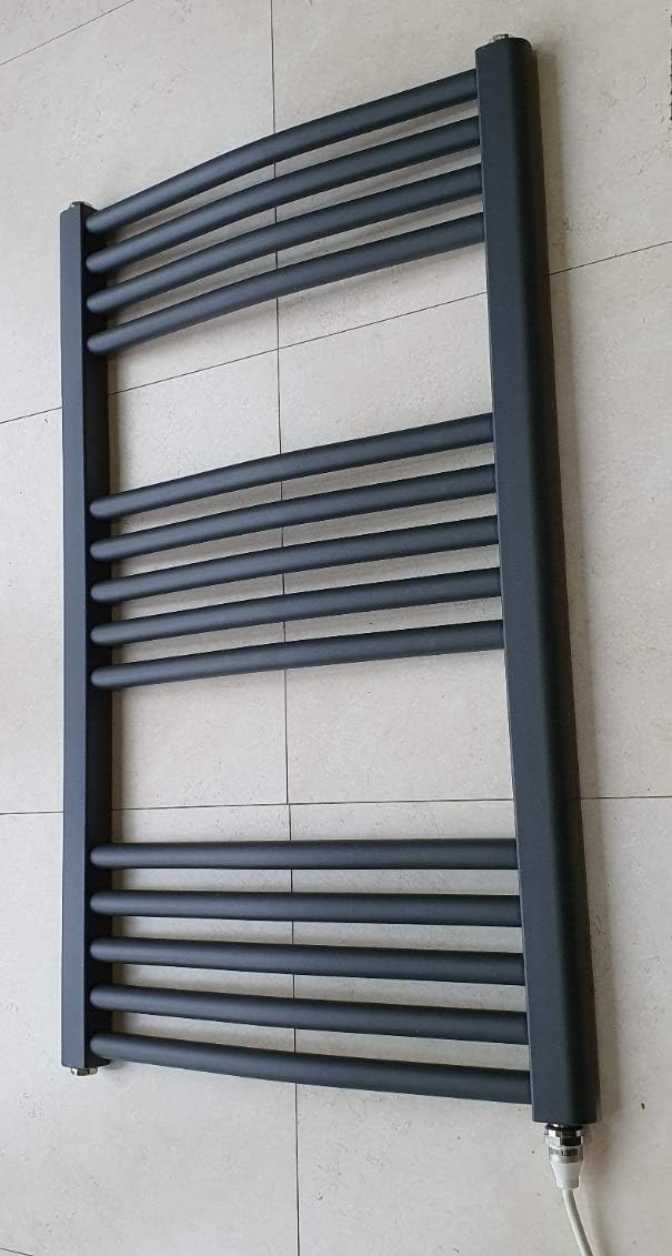 Greenedhouse 500w x 800h Anthracite Electric Curved Heated Towel Rail Bathroom Radiator - Image 4