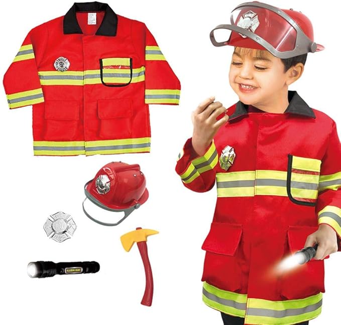 Ritapreaty Fireman Dress Up Set, Fireman Outfit for Children, Holiday