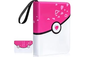 BRHE Card Binder 4-Pocket, 504 Pockets Card Holder with 63 Removable Sleeves for Game Cards, Card Collector Album for Boys Girls Gift, Pink