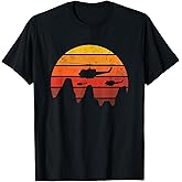 UH-1 Huey Retro Helicopter Vintage Sunset Vietnam Chopper T-Shirt