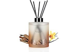 M&SENSE Sandalwood & Vanilla Reed Diffuser Set - 16.9 fl oz Long-Lasting Scent, Non-Toxic Essential Oil Diffuser for Home, Fragrance Diffuser Christmas Housewarming Gift & Bathroom Bedroom Decor