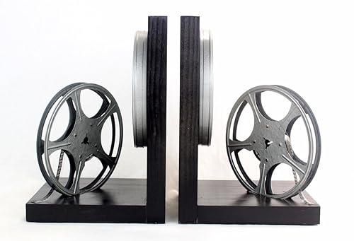 Amazon Com Vintage 8mm Film Reel Bookends Dvd Holder Movie Theater Decor Handmade