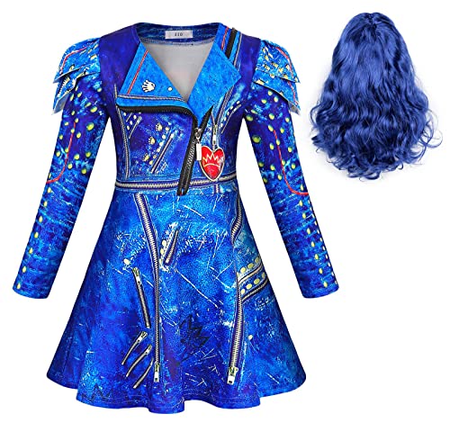 WonderBabe Girls Costume Zipper Jacket Long Sleeve Dress Kids Halloween Costume Party Cosplay Outfit