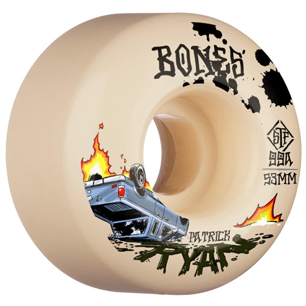 Bones STF Ryan Crash & Burn Skateboard Wheels 99A V4 Wide White 53mm