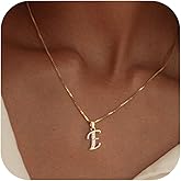 Fglqfam Initial Necklace for Women, 14K Gold Plated Box Chain Letter Pendant, Trendy Name Necklace, Dainty Personalized Jewelry Valentines Day Gift for Her