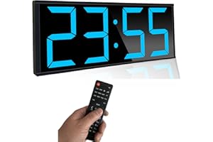 Cynobato 17.3'' Huge Digital Wall Clock, Home Gym Interval Workout Timer Clock, with Seconds Countdown/up, Stopwatch, 8-Alarms, 7-Color Night Light for Tabata/HIIT/MIIT/EMOM/FGB/Boxing (Blue)