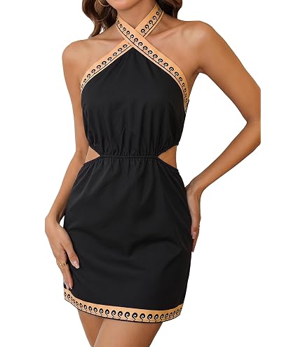solid criss cross backless cami dress Crisscross Tie Side Backless Asymmetrical Hem Cami Dress, White / XS