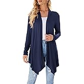 Uvog Women's Draped Front Open Cardigan Casual Long Sleeve Lightweight Cardigans Sweaters Duster